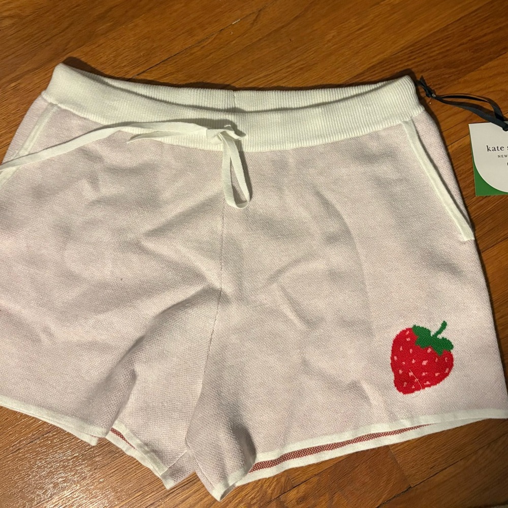 Kate Spade White and Red Athletic Shorts with Strawberry